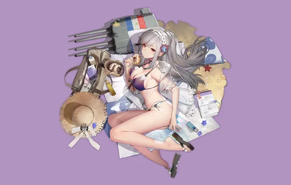 Girl, sexy, cleavage, long hair, boobs, anime, beautiful, red eyes