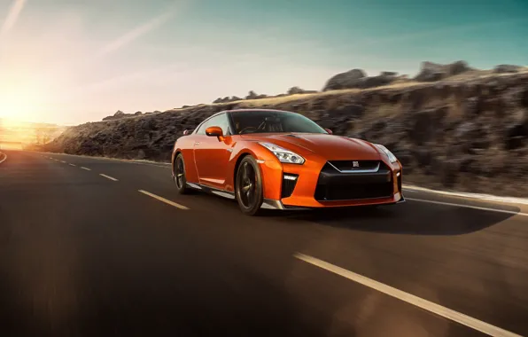 Картинка закат, Nissan, GT-R