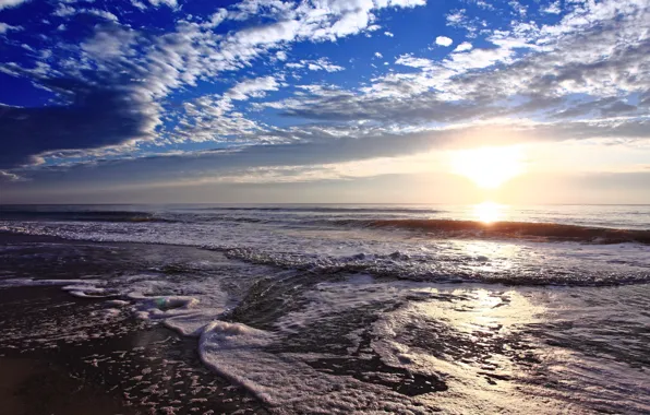 Картинка солнце, океан, утро