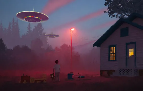 Ночь, дом, мальчик, аппарат, Visitors
