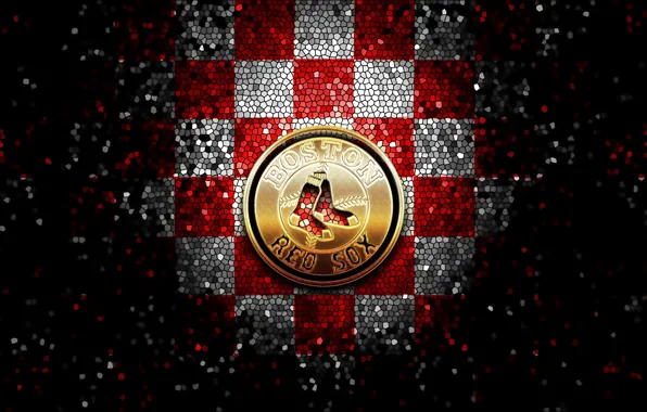 Wallpaper, sport, logo, baseball, glitter, checkered, MLB, Boston Red Sox