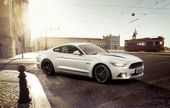 Картинка city, Mustang, Ford, Car, White, Sportcar