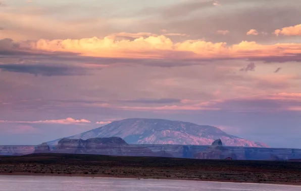 Небо, озеро, гора, США, Arizona, Lake Powell