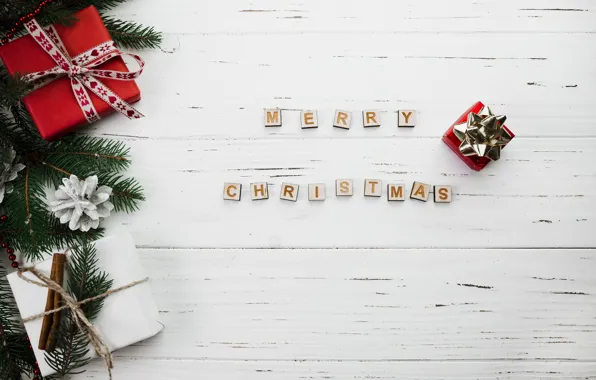 Праздник, надпись, новый год, Merry Christmas, декор, New year, Gift