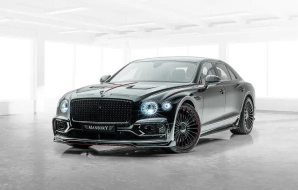 Bentley, белый фон, Mansory, экстерьер, Flying Spur, Bentley Flying Spur by Mansory