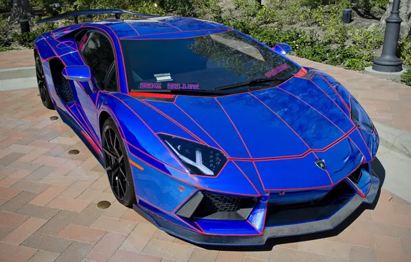 Картинка красота, мощь, Lamborghini Aventador, экстерьер, спортивный автомобиль, AKA Big Blue, Chrome Blue, Chrome Blue Lamborghini …