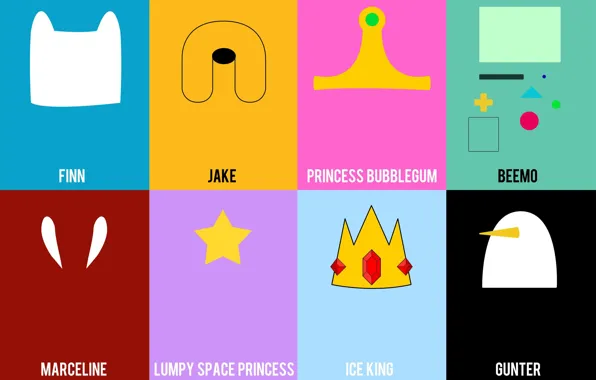 Картинка Jake, Adventure Time, Finn, Marceline, Gunter, Ice King, Lumpy Space Princess, Princess Bubblegum