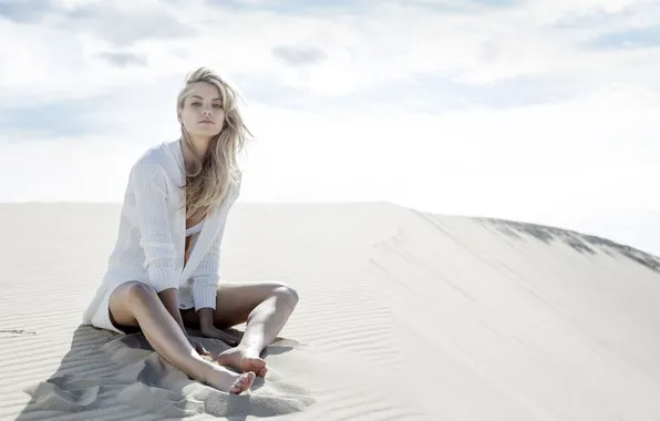 Girl, model, sand, look, blonde, dunes, Elyse Taylor