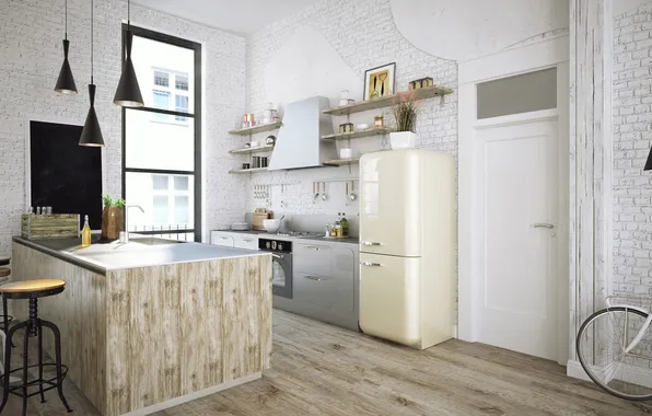 Комната, интерьер, мягкий лофт, итальянский дизайн кухни, Ways to make a loft kitchen