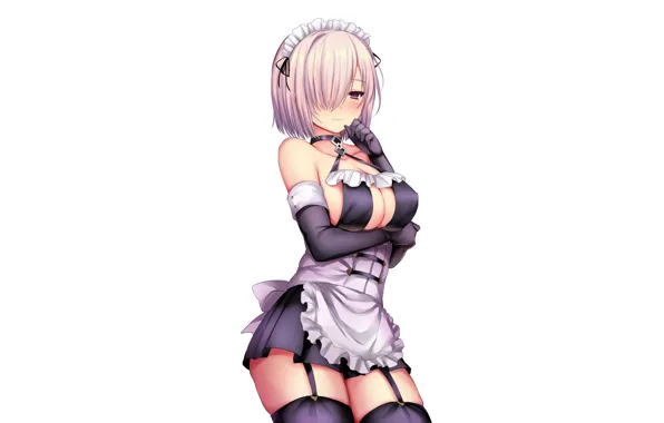Girl, sexy, cleavage, thighhighs, pink hair, dress, boobs, anime