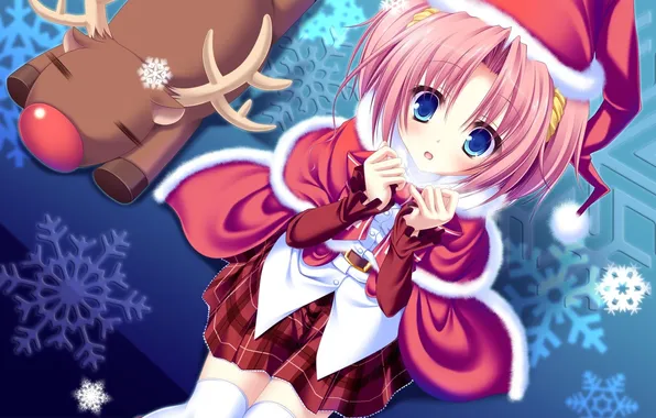 Рождество, олень, santa costume, kazamai sakura