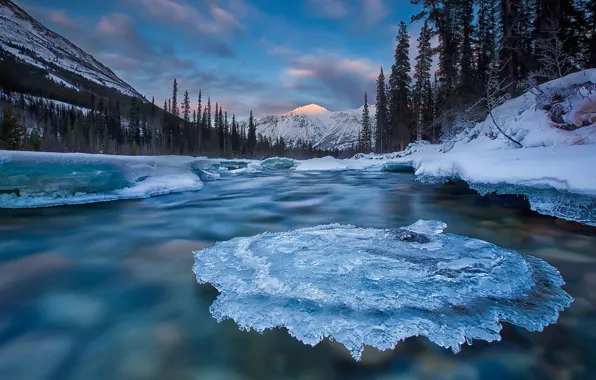 Картинка лед, река, Канада, Юкон