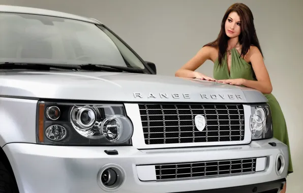 Картинка девушка, фон, модель, тюнинг, Спорт, Land Rover, Range Rover, красотка