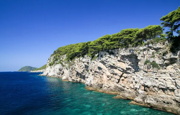 Море, лето, вода, скалы, Хорватия, Adriatic sea, Croatian island