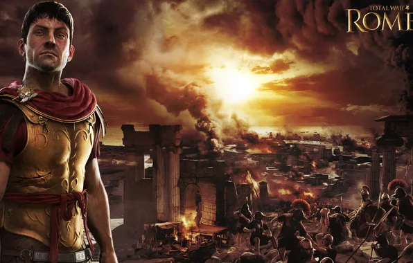 Картинка огонь, война, дым, Рим, битва, Rome, войско, Rome: Total War 2
