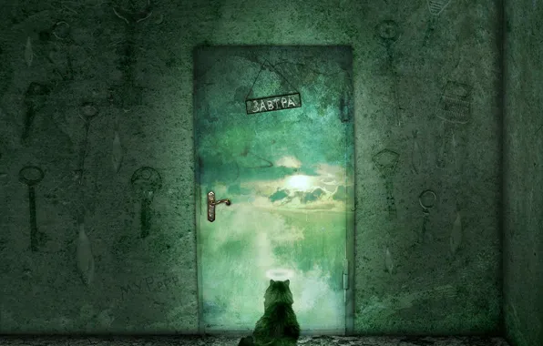 Кот, дверь, Ожидание