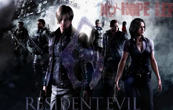 Картинка оружие, дым, команда, Leon, Resident Evil 6, Leon Scott Kennedy, Helena Harper, Chris Redfield