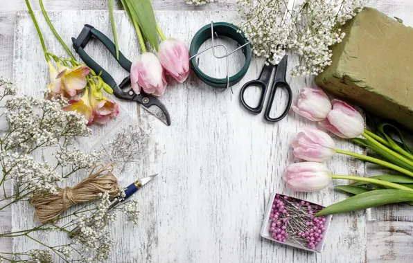 Картинка тюльпаны, pink, flowers, tulips, spring, decoration, workplace, florist