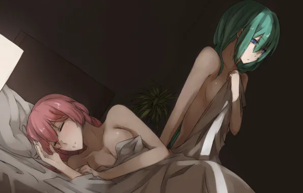 Постель, Hatsune Miku, Anime, Vocaloid, Megurine Luka