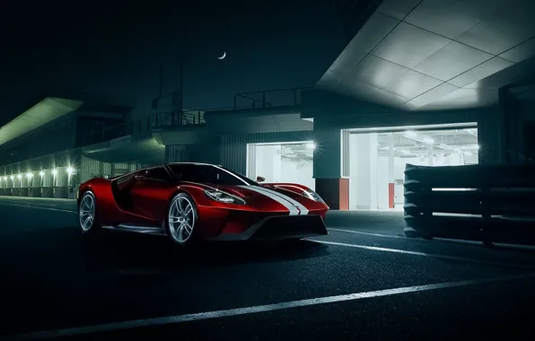 Картинка Ford, Red, Color, Night, Supercar, Track, 2016