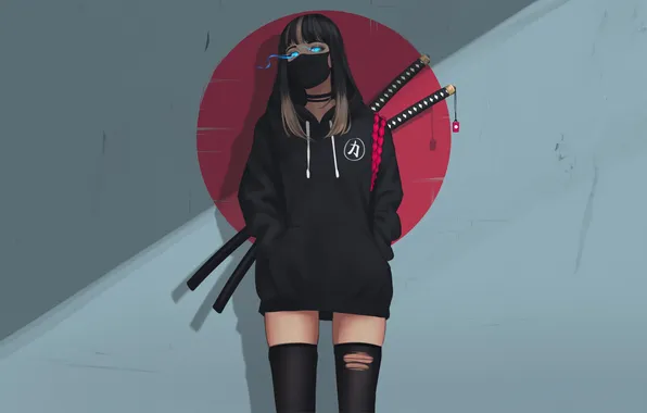 Girl, Anime, Samurai, Katana, Anime Girl, AI Art, AI Generated