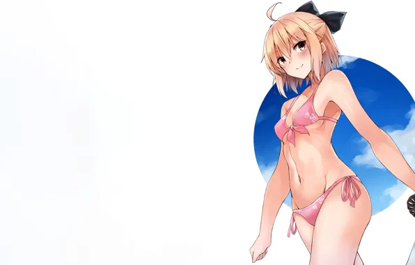 Girl, sword, sexy, cleavage, boobs, anime, beautiful, short hair
