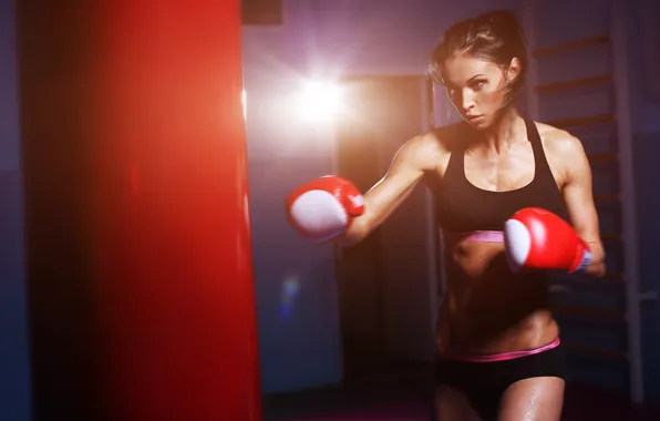 Woman, boxing, workout