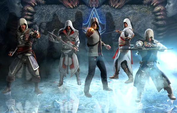 Картинка Ezio, Brotherhood, Assassin's Creed, altair, Desmond Miles, Ezio Auditore da Firenze, Connor Kenway, Black Flag