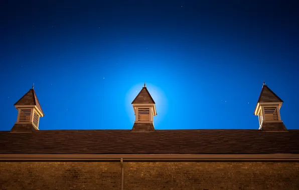 Картинка крыша, небо, ночь