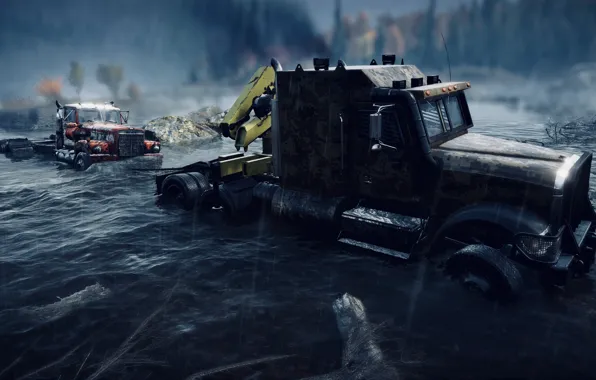 HDR, Wood, Water, Truck, Game, River, Rocks, Trees