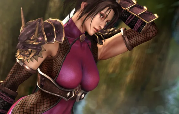 Эротика, грудь, взгляд, девушка, рендеринг, soul calibur, taki