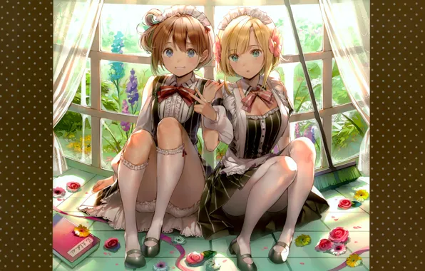 Sexy, cleavage, green eyes, dress, girls, brown hair, boobs, anime