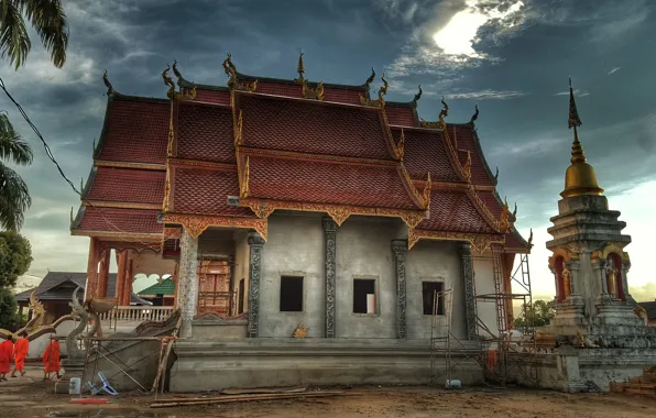 Oriental, monastery, building under construction