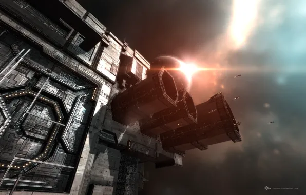 Космос, планета, станция, space, космический корабль, station, eve online, space ship
