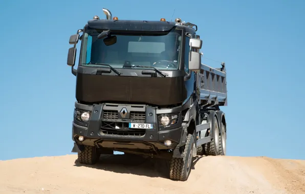 Песок, небо, Renault, кузов, самосвал, трёхосный, Renault Trucks, K-series