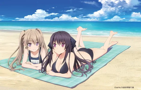 Kawaii, girl, ass, beach, boobs, big, breast, anime
