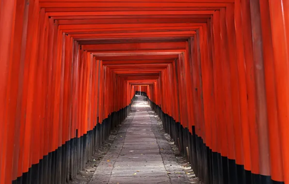 Картинка Красный, Япония, Коридор
