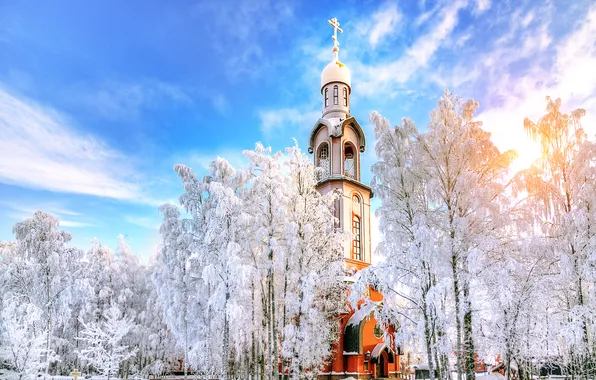 Картинка зима, Санкт-Петербург, храм, Россия