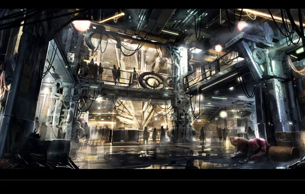 Улица, square enix, cyberpunk, concept art, Ubisoft Montreal, Deus Ex: Universe