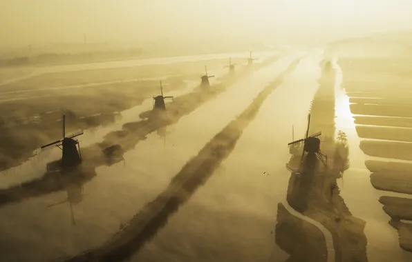 Holland, Elshout, Kinderdijk windmills