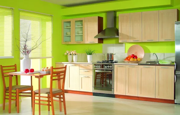 Кухня, Мебель, Зеленый цвет