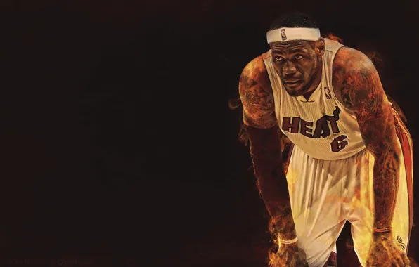Огонь, Баскетбол, NBA, LeBron James, Miami Heat, Игрок