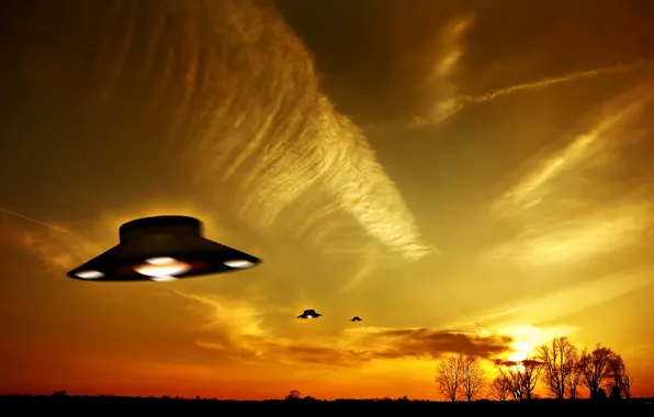 Картинка небо, полет, НЛО, UFO