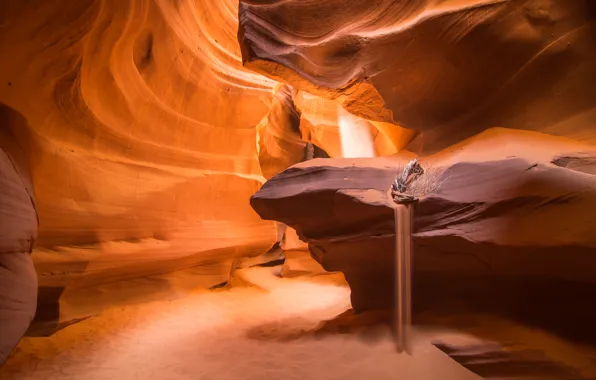Песок, свет, природа, скалы, текстура, Аризона, США, Каньон Антилопы