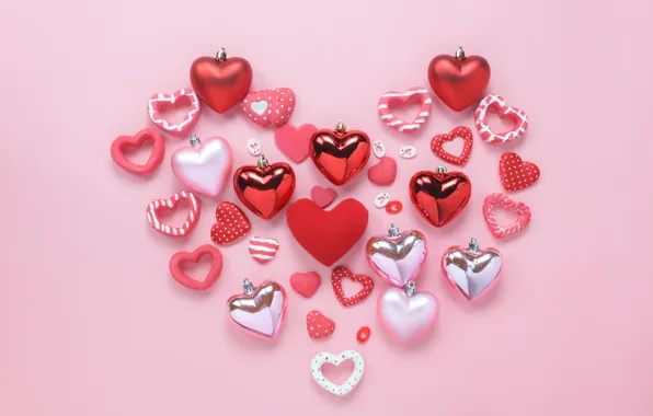 Любовь, фон, розовый, сердце, сердечки, red, love, pink