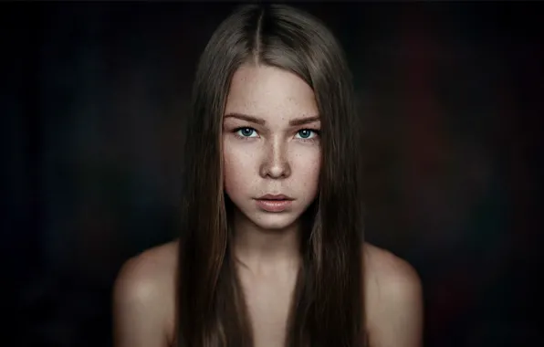 Портрет, девочка, веснушки, боке, Christina, Maxim Guselnikov