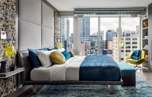 Дизайн, стиль, интерьер, Канада, Canada, мегаполис, спальня, Downtown Penthouse