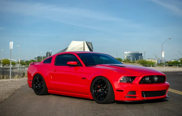 Mustang, red, wheels, ford, black