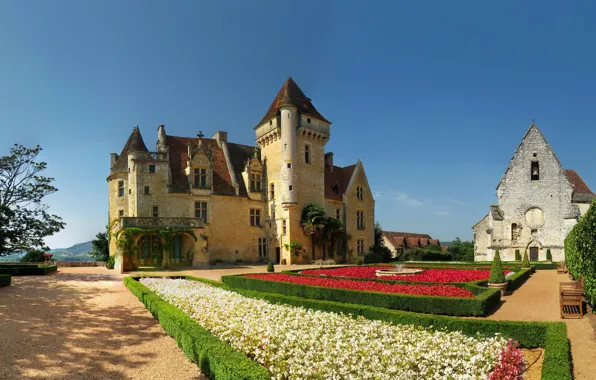 Город, замок, Франция, France, Dordogne, Château de Milandes