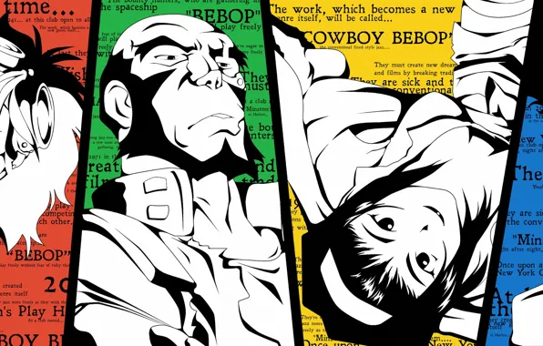 Коллаж, арт, персонажи, Cowboy Bebop